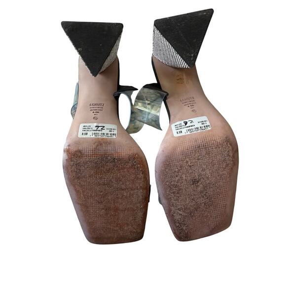 Schutz Ariellen Vinyl Rhinestone Chunky Triangle Platform Heel Sandals size 9.5 - Picture 4 of 8